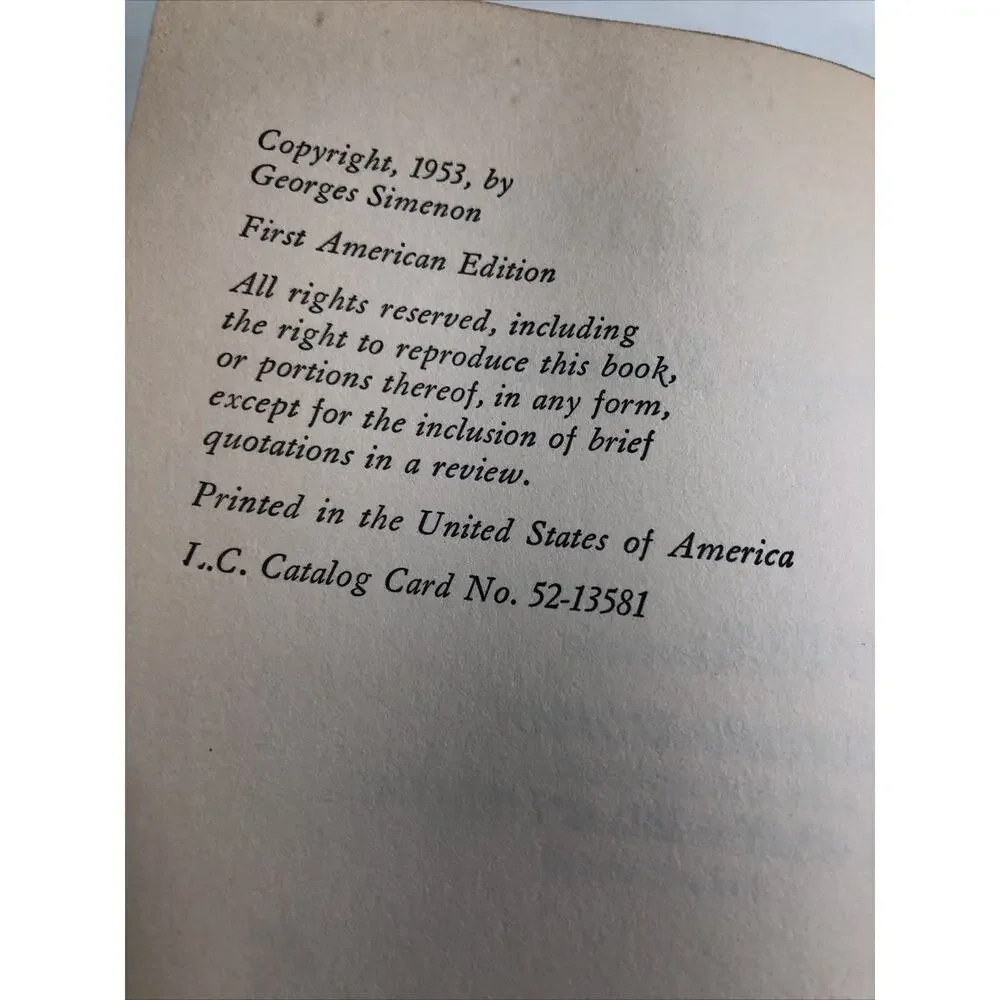 1953 Vintage Book: Satan's Children By Georges Simenon First American Edition